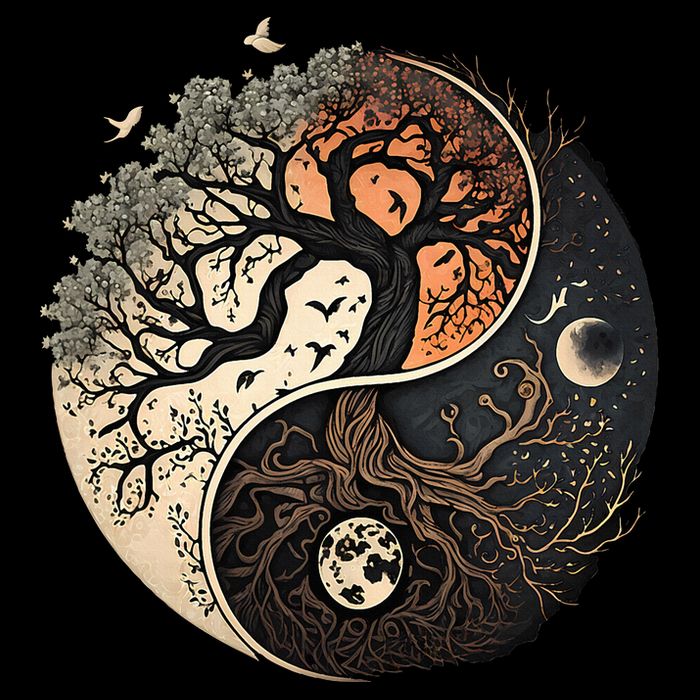 Harmonious Tree Of Life Yin Yang Bucket Hat