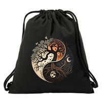 Harmonious Tree Of Life Yin Yang Drawstring Bag