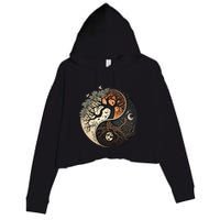 Harmonious Tree Of Life Yin Yang Crop Fleece Hoodie