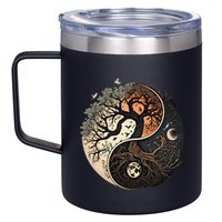 Harmonious Tree Of Life Yin Yang 12oz Stainless Steel Coffee Mug