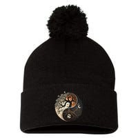 Harmonious Tree Of Life Yin Yang Pom Pom 12in Knit Beanie