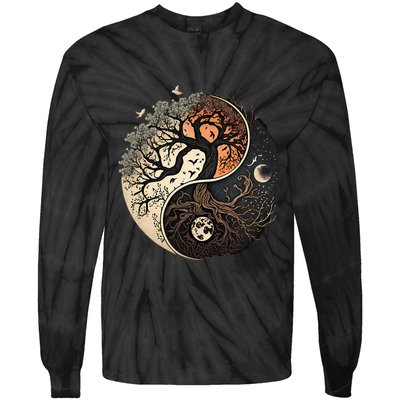Harmonious Tree Of Life Yin Yang Tie-Dye Long Sleeve Shirt