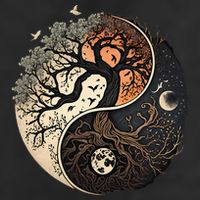 Harmonious Tree Of Life Yin Yang Microfiber Hand Towel