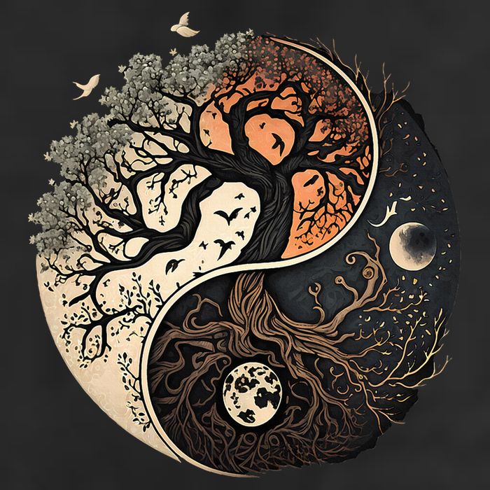 Harmonious Tree Of Life Yin Yang Microfiber Hand Towel