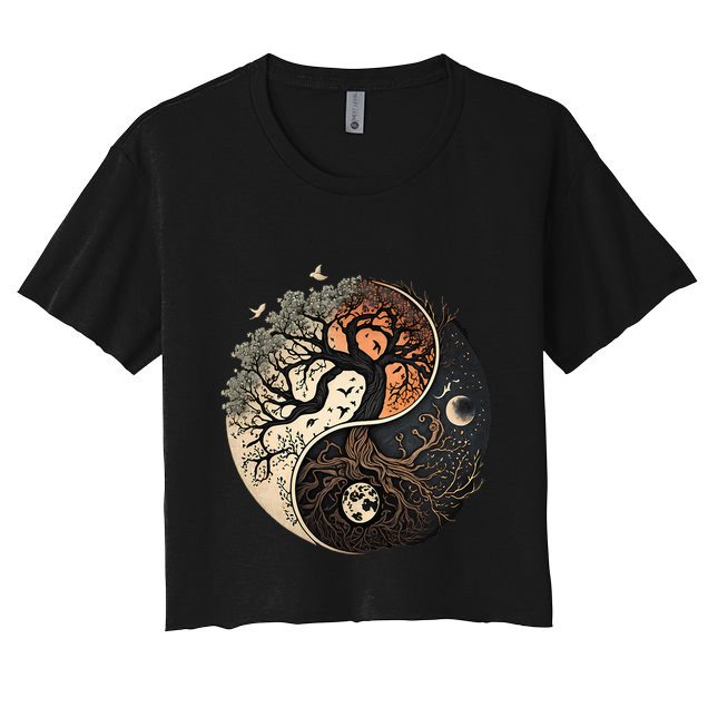 Harmonious Tree Of Life Yin Yang Crop Top