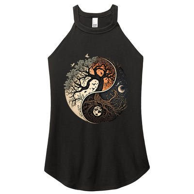 Harmonious Tree Of Life Yin Yang Women's Perfect Tri Rocker Tank