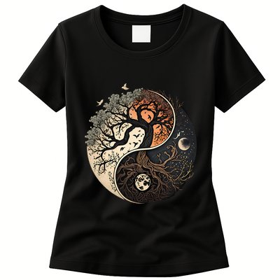 Harmonious Tree Of Life Yin Yang Womens T-Shirt