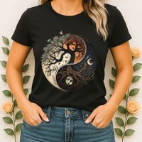 Harmonious Tree Of Life Yin Yang Womens T-Shirt