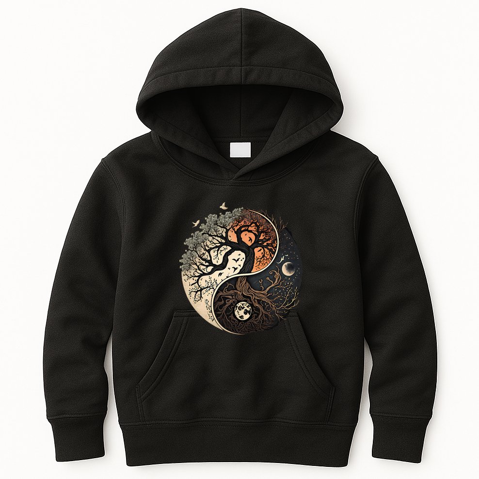 Harmonious Tree Of Life Yin Yang Kids Hoodie