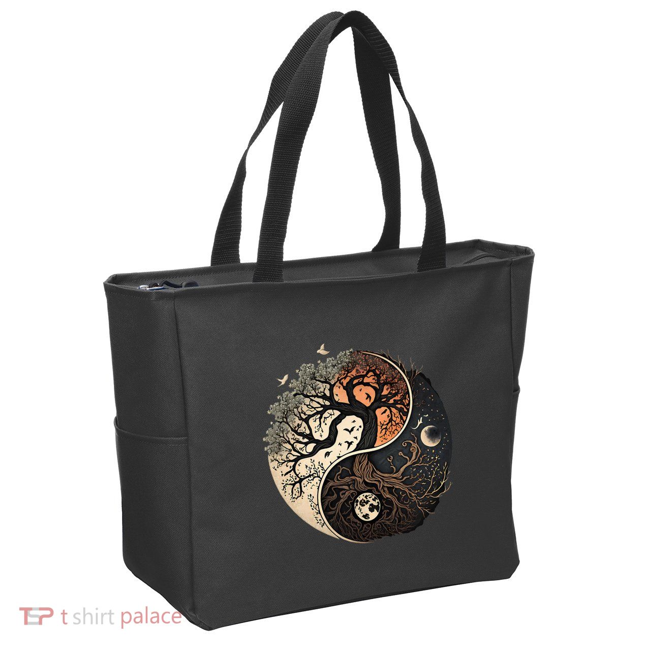 Harmonious Tree Of Life Yin Yang Zip Tote Bag
