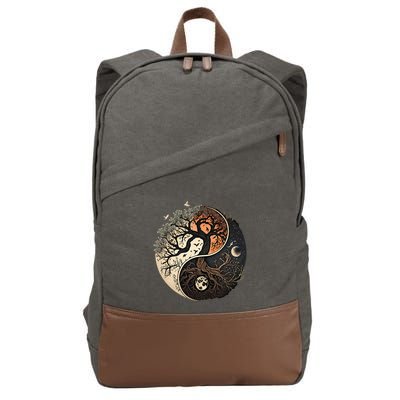 Harmonious Tree Of Life Yin Yang Cotton Canvas Backpack