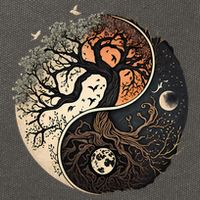 Harmonious Tree Of Life Yin Yang Cotton Canvas Backpack