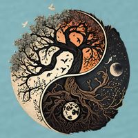Harmonious Tree Of Life Yin Yang Sueded Cloud Jersey T-Shirt