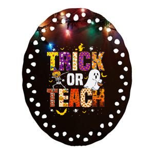 Halloween Trick Or Teach Funny Costume Teacher Halloween Ceramic Oval Ornament