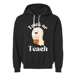 Halloween Trick Or Teach Ghost Teacher  Wo Graphic Garment-Dyed Fleece Hoodie