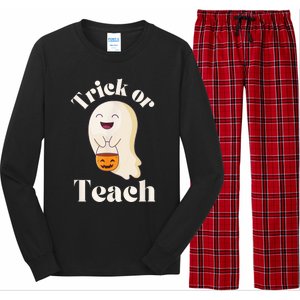 Halloween Trick Or Teach Ghost Teacher  Wo Graphic Long Sleeve Pajama Set