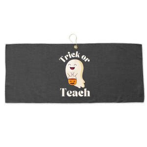 Halloween Trick Or Teach Ghost Teacher  Wo Graphic Large Microfiber Waffle Golf Towel