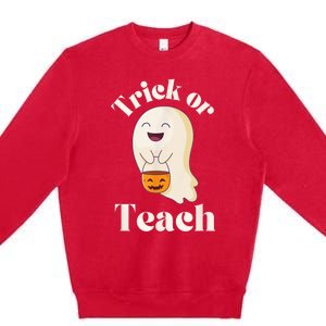 Halloween Trick Or Teach Ghost Teacher  Wo Graphic Premium Crewneck Sweatshirt