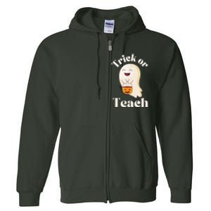 Halloween Trick Or Teach Ghost Teacher  Wo Graphic Full Zip Hoodie