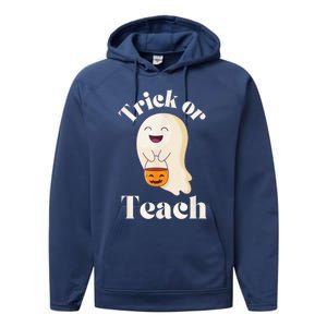 Halloween Trick Or Teach Ghost Teacher  Wo Graphic Performance Fleece Hoodie