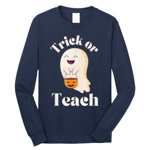 Halloween Trick Or Teach Ghost Teacher  Wo Graphic Long Sleeve Shirt