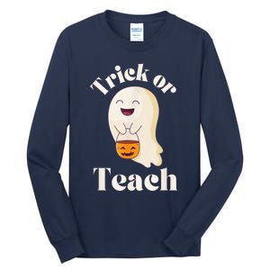 Halloween Trick Or Teach Ghost Teacher  Wo Graphic Tall Long Sleeve T-Shirt