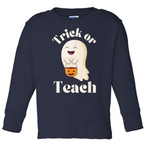 Halloween Trick Or Teach Ghost Teacher  Wo Graphic Toddler Long Sleeve Shirt