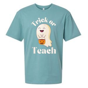 Halloween Trick Or Teach Ghost Teacher  Wo Graphic Sueded Cloud Jersey T-Shirt