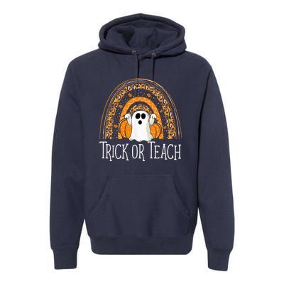 Halloween Trick Or Teach Ghost Rainbow Premium Hoodie