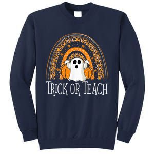 Halloween Trick Or Teach Ghost Rainbow Tall Sweatshirt