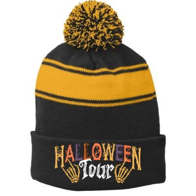 Halloween Tour Official Front And Back Stripe Pom Pom Beanie