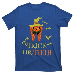 Halloween Trick Or Teeth Pumpkin Dentist Scary Funny Dental Cool Gift T-Shirt