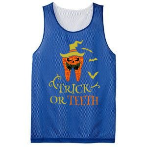 Halloween Trick Or Teeth Pumpkin Dentist Scary Funny Dental Cool Gift Mesh Reversible Basketball Jersey Tank