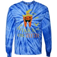 Halloween Trick Or Teeth Pumpkin Dentist Scary Funny Dental Cool Gift Tie-Dye Long Sleeve Shirt