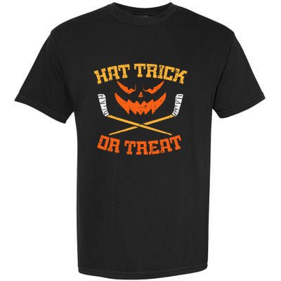 Hat Trick Or Treat Ice Hockey Halloween Player Coach Garment-Dyed Heavyweight T-Shirt