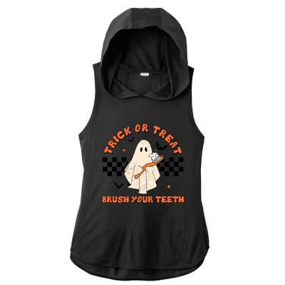 Halloween Trick Or Treat Brush Your Teeth Dental Ghost Funny Cool Gift Ladies PosiCharge Tri-Blend Wicking Draft Hoodie Tank