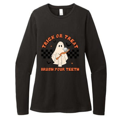 Halloween Trick Or Treat Brush Your Teeth Dental Ghost Funny Cool Gift Womens CVC Long Sleeve Shirt