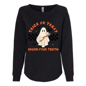 Halloween Trick Or Treat Brush Your Teeth Dental Ghost Funny Cool Gift Womens California Wash Sweatshirt