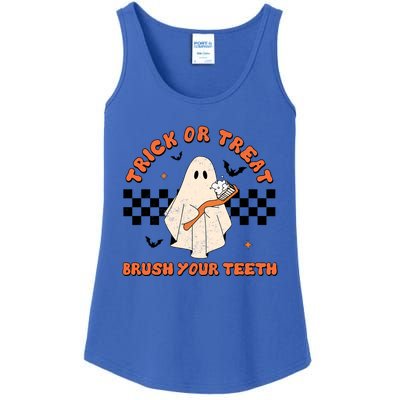 Halloween Trick Or Treat Brush Your Teeth Dental Ghost Funny Cool Gift Ladies Essential Tank