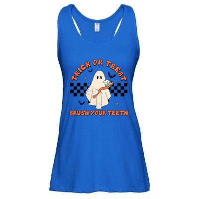 Halloween Trick Or Treat Brush Your Teeth Dental Ghost Funny Cool Gift Ladies Essential Flowy Tank