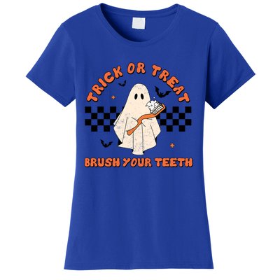 Halloween Trick Or Treat Brush Your Teeth Dental Ghost Funny Cool Gift Women's T-Shirt