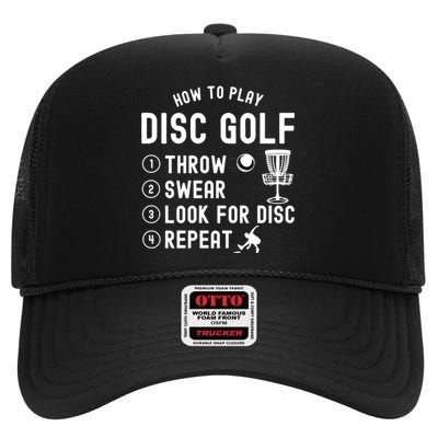 How To Play Disc Golf Funny Gift High Crown Mesh Back Trucker Hat