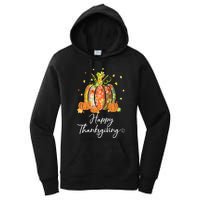 Happy Thanksgiving Pumpkin Autumn Floral Decorative Design Women's Pullover Hoodie