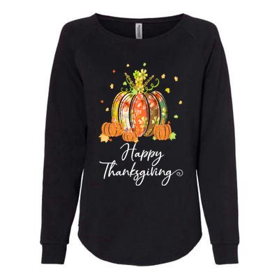 Happy Thanksgiving Pumpkin Autumn Floral Decorative Design Womens California Wash Sweatshirt