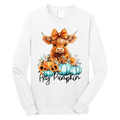 HayS There Pumkin Highland Cow Fall Autumn Thanksgiving Long Sleeve Shirt