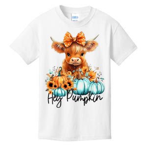 HayS There Pumkin Highland Cow Fall Autumn Thanksgiving Kids T-Shirt