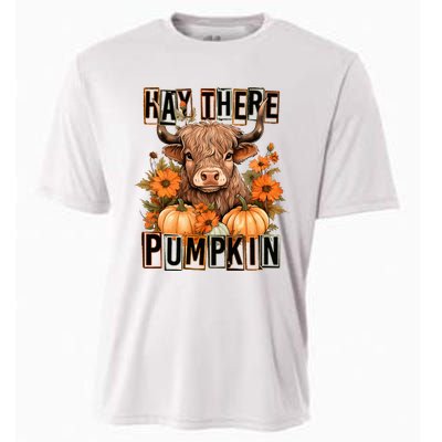 Hay There Pumkin Highland Cow Fall Autumn Thanksgiving Cooling Performance Crew T-Shirt