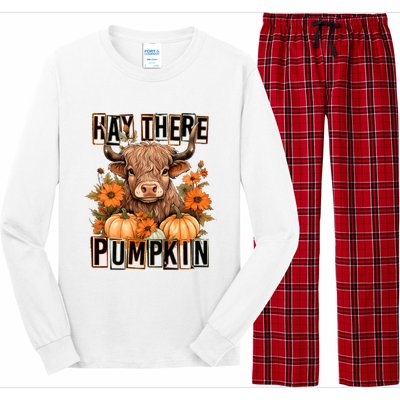 Hay There Pumkin Highland Cow Fall Autumn Thanksgiving Long Sleeve Pajama Set