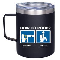 How To Poop Wrong Right Funny Meme 12oz Stainless Steel Coffee Mug