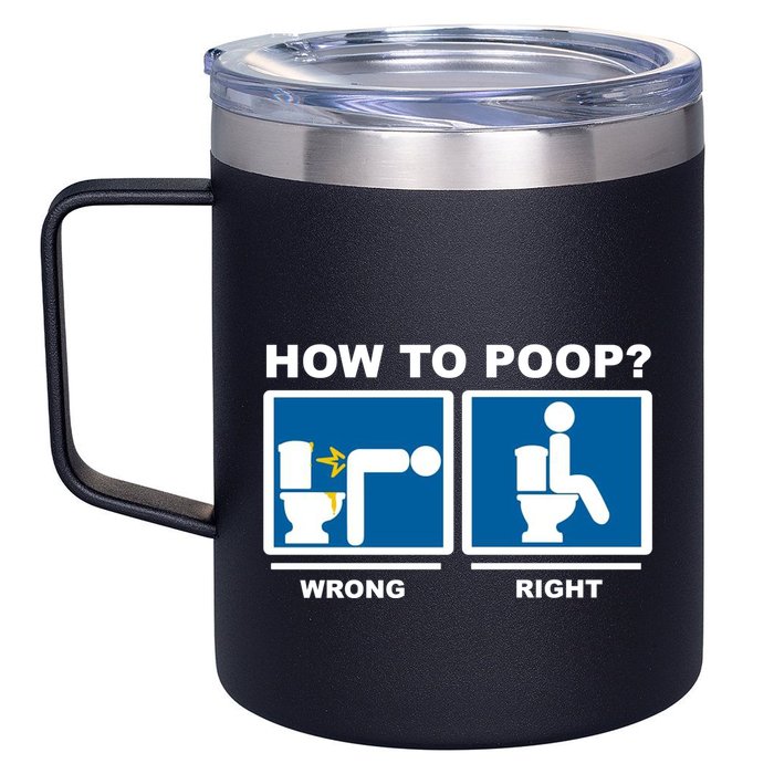 How To Poop Wrong Right Funny Meme 12oz Stainless Steel Coffee Mug